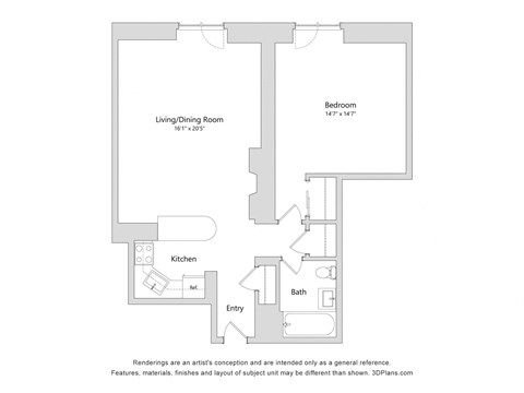 a floor plan of a bedroom apartment
